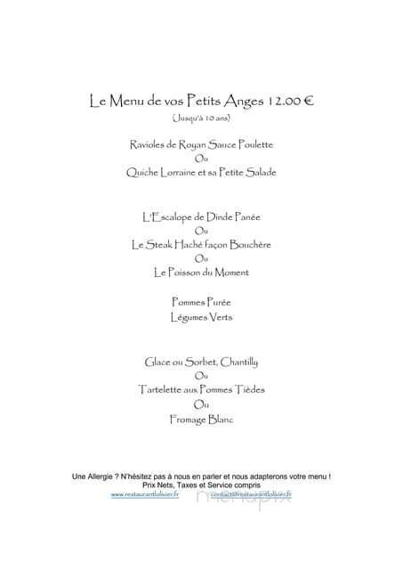 Restaurant L'Olivier - Granby, QC menu_pic