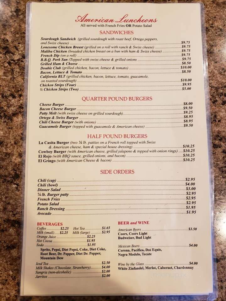 La Casita Restaurant - Lovelock, NV menu_pic