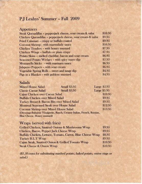 P J Leahy's - Long Island City, NY menu_pic
