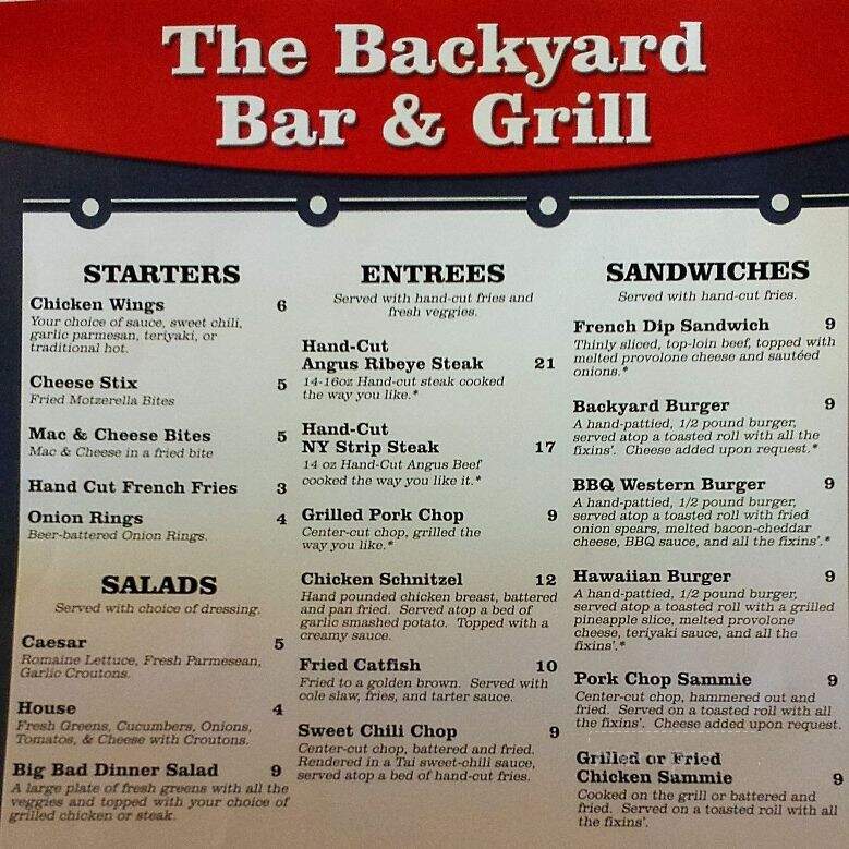 Backyard Bar And Grill - Clifton, TN menu_pic