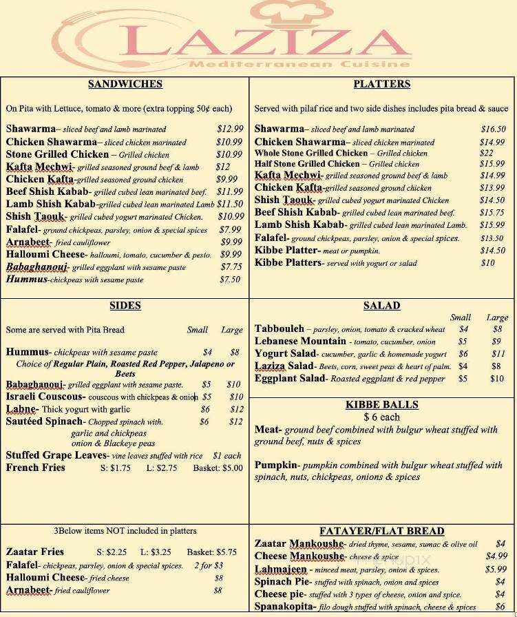 Laziza Mediterranean Cuisine - Waco, TX menu_pic