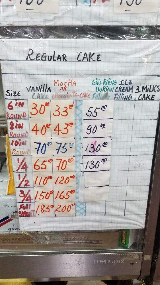 Long Phung Bakery - Westminster, CA menu_pic