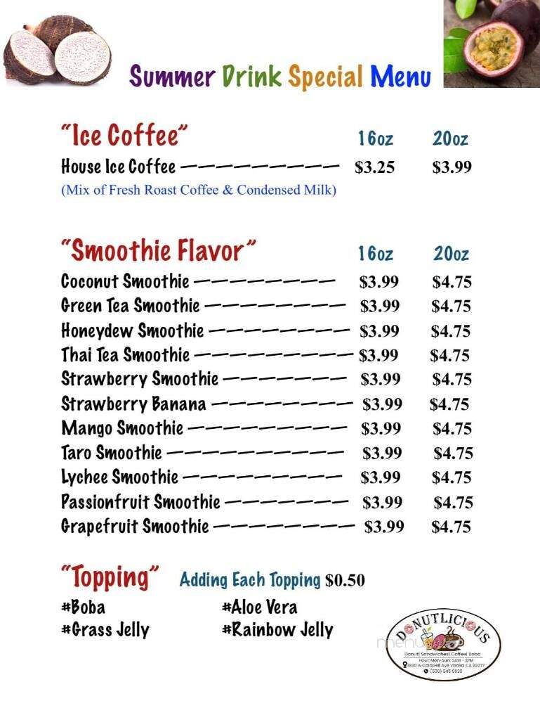 Donutlicious - Visalia, CA menu_pic