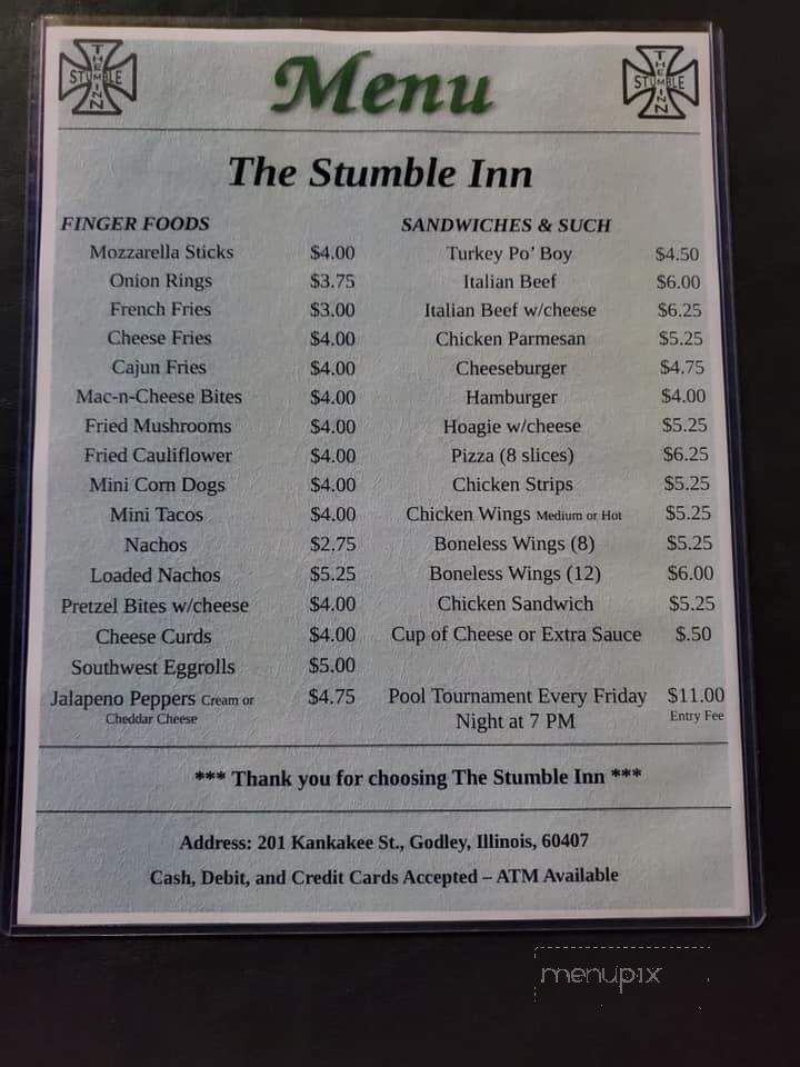 Stumble Inn Incorporated - Braceville, IL menu_pic