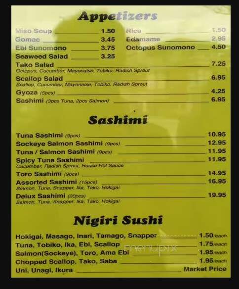Bay Sushi - West Vancouver, BC menu_pic