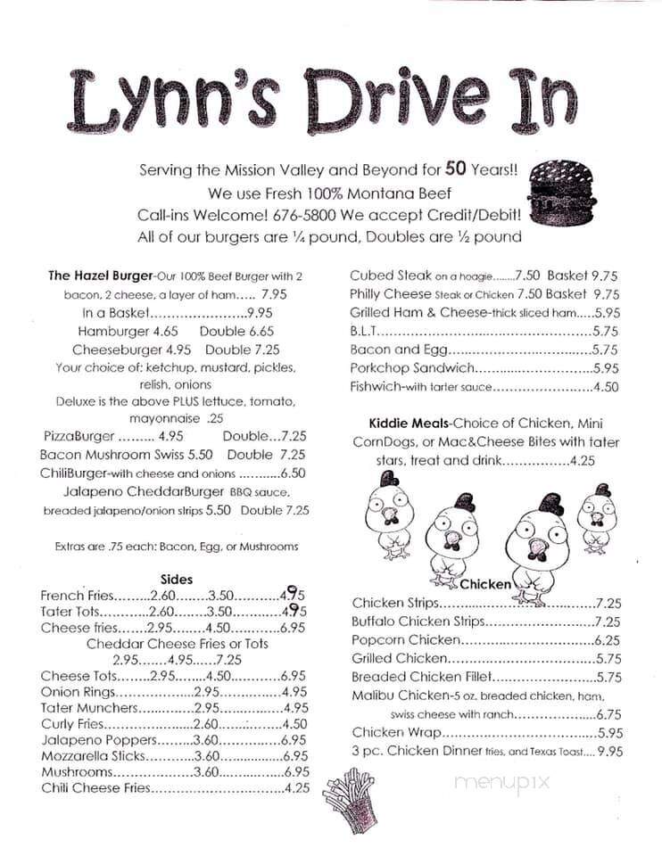 Lynn's Drive-In - Ronan, MT menu_pic