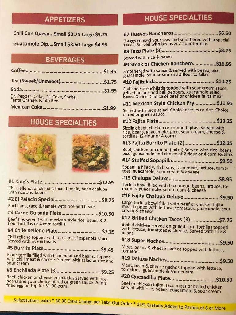 El Palacio - Brownfield, TX menu_pic