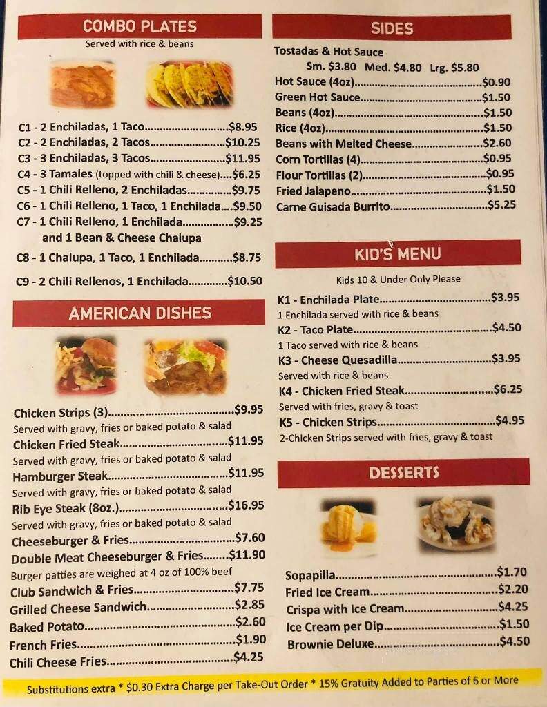 El Palacio - Brownfield, TX menu_pic