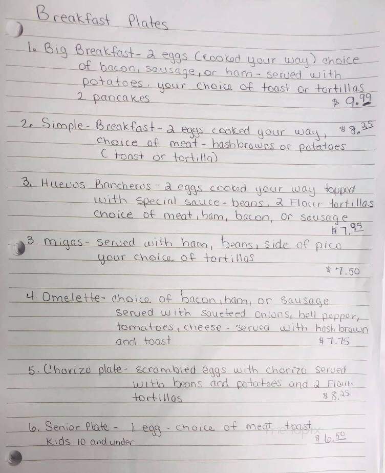 El Palacio - Brownfield, TX menu_pic