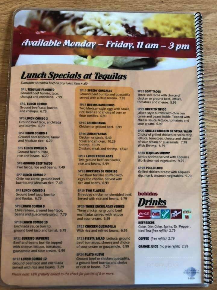 Tequila Mexican Restaurant - Gulf Shores, AL menu_pic