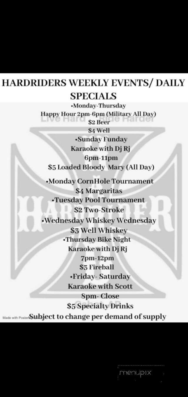 Hardrider Bar & Grill - Cabot, AR menu_pic