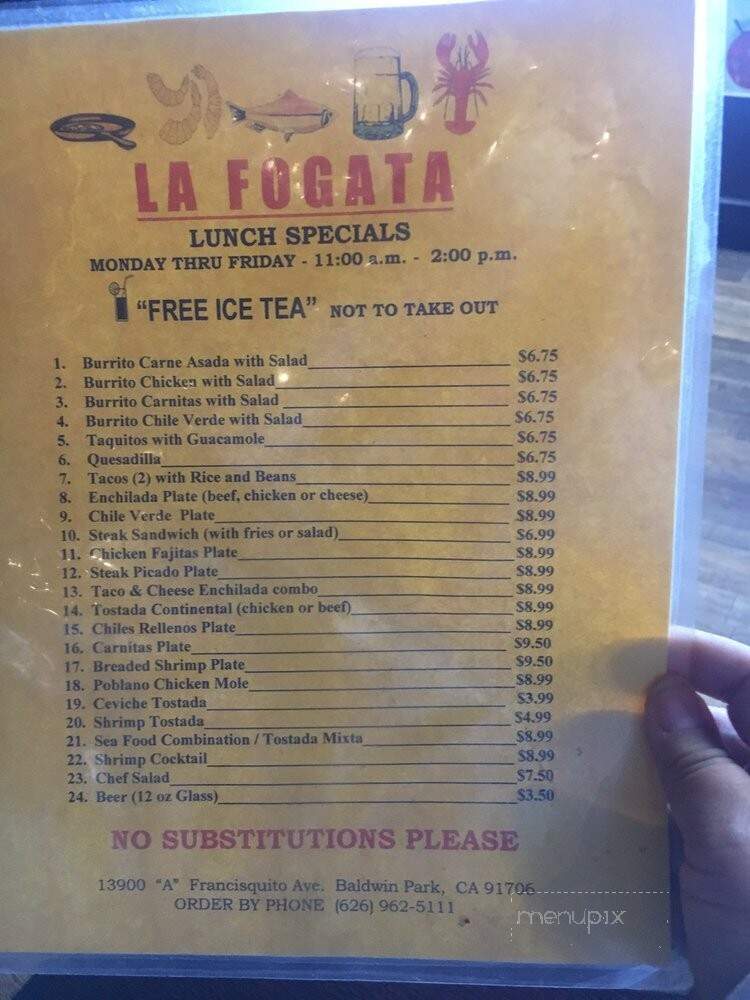 La Fogata Restaurant - Baldwin Park, CA menu_pic