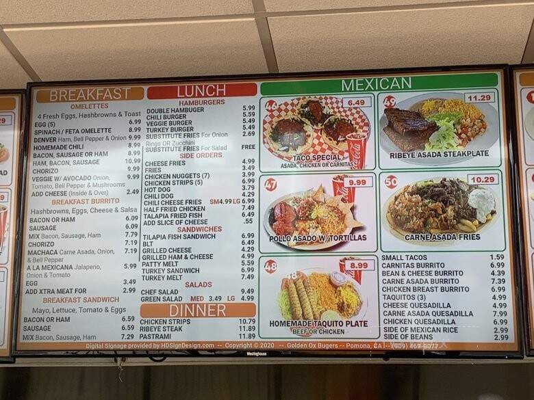 Golden Ox Burger - Pomona, CA menu_pic