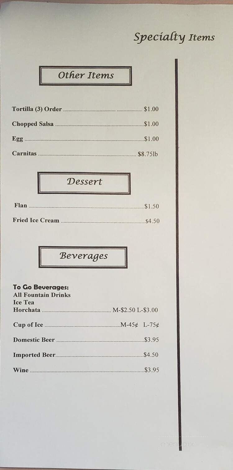 El Rey Mexican Restaurant - Marysville, CA menu_pic