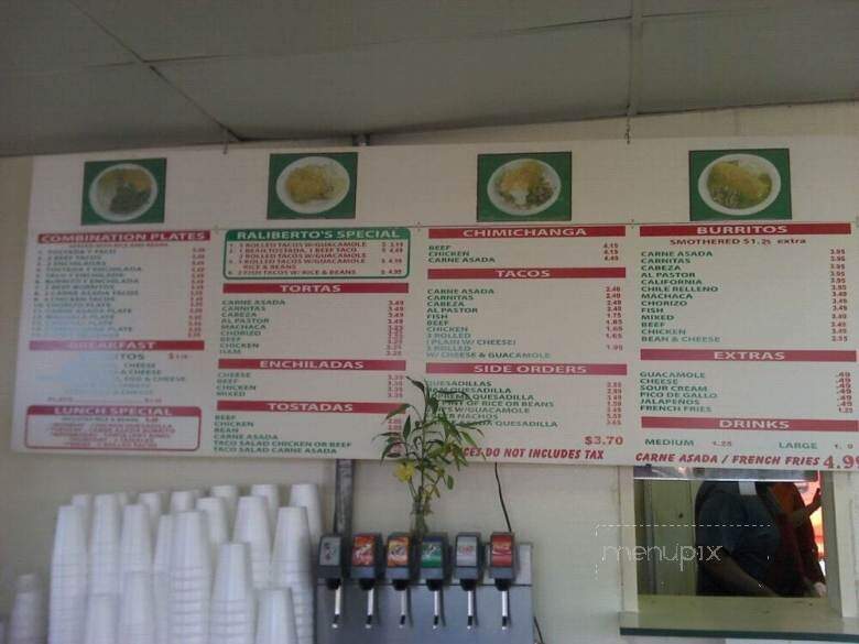 Ralibertos Mexican Food - Wheat Ridge, CO menu_pic