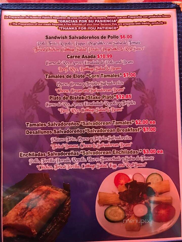 Salvadorean Pupusas Restaurant - East Wenatchee, WA menu_pic