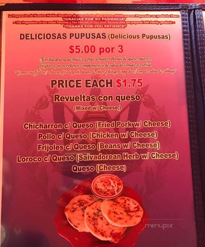 Salvadorean Pupusas Restaurant - East Wenatchee, WA menu_pic