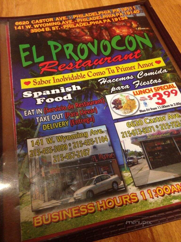 El Provocon Restaurant - Philadelphia, PA menu_pic