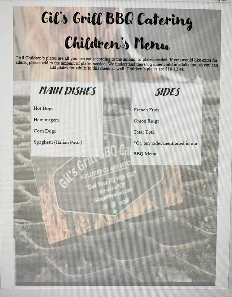 Gil's Grill BBQ Catering - Hollister, CA menu_pic
