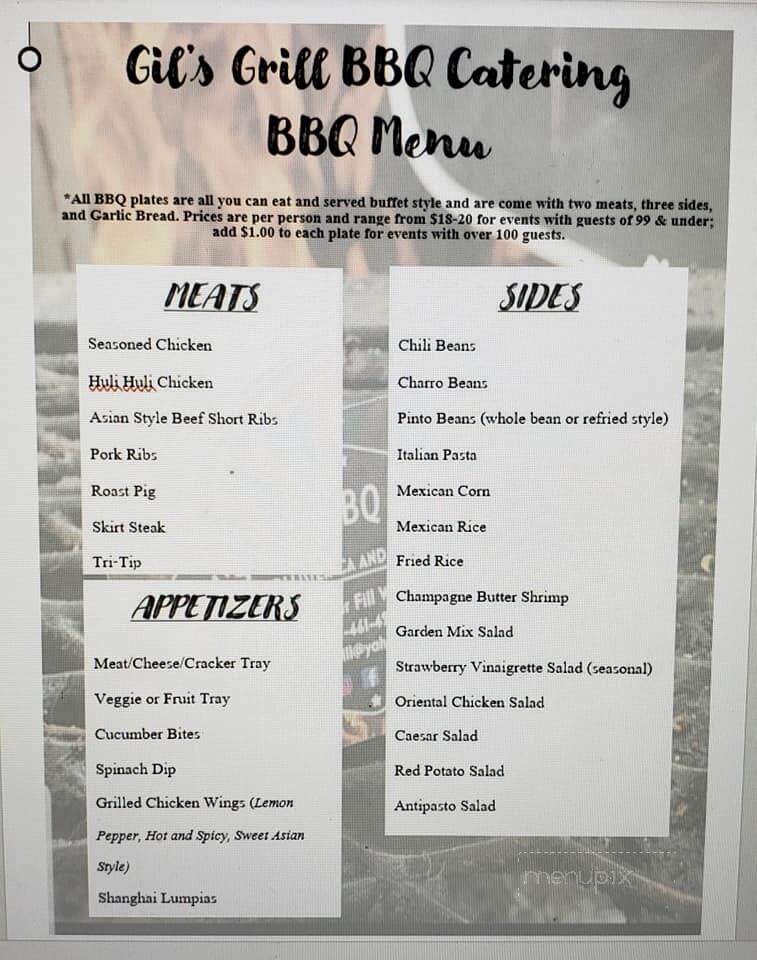 Gil's Grill BBQ Catering - Hollister, CA menu_pic