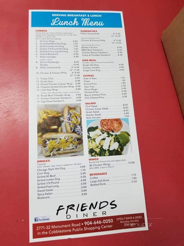 Friend's Diner - Jacksonville, FL menu_pic