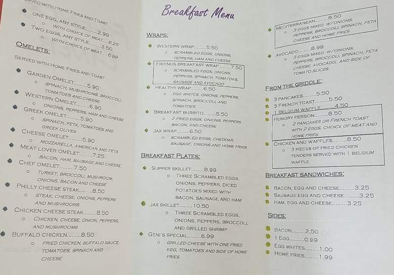 Friend's Diner - Jacksonville, FL menu_pic