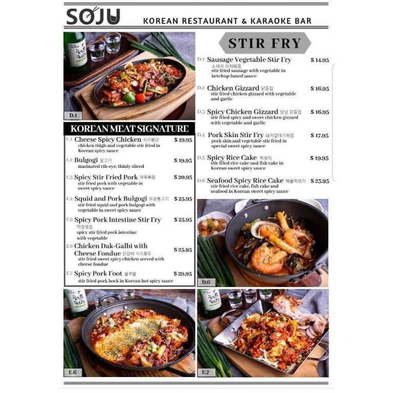 Soju Korean Restaurant & Karaoke Bar - Edmonton, AB menu_pic