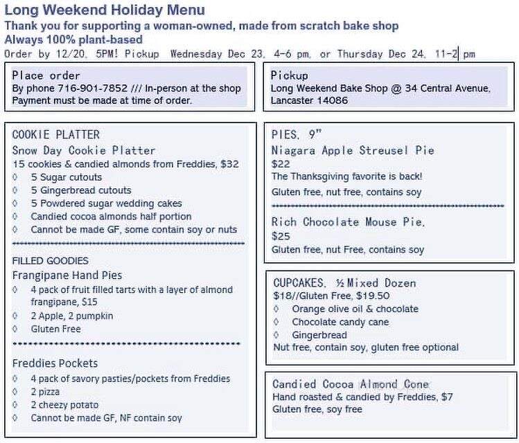 Long Weekend Bakery + Cafe - Lancaster, NY menu_pic