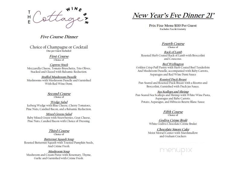 The Cottage Win Bar - Nacogdoches, TX menu_pic