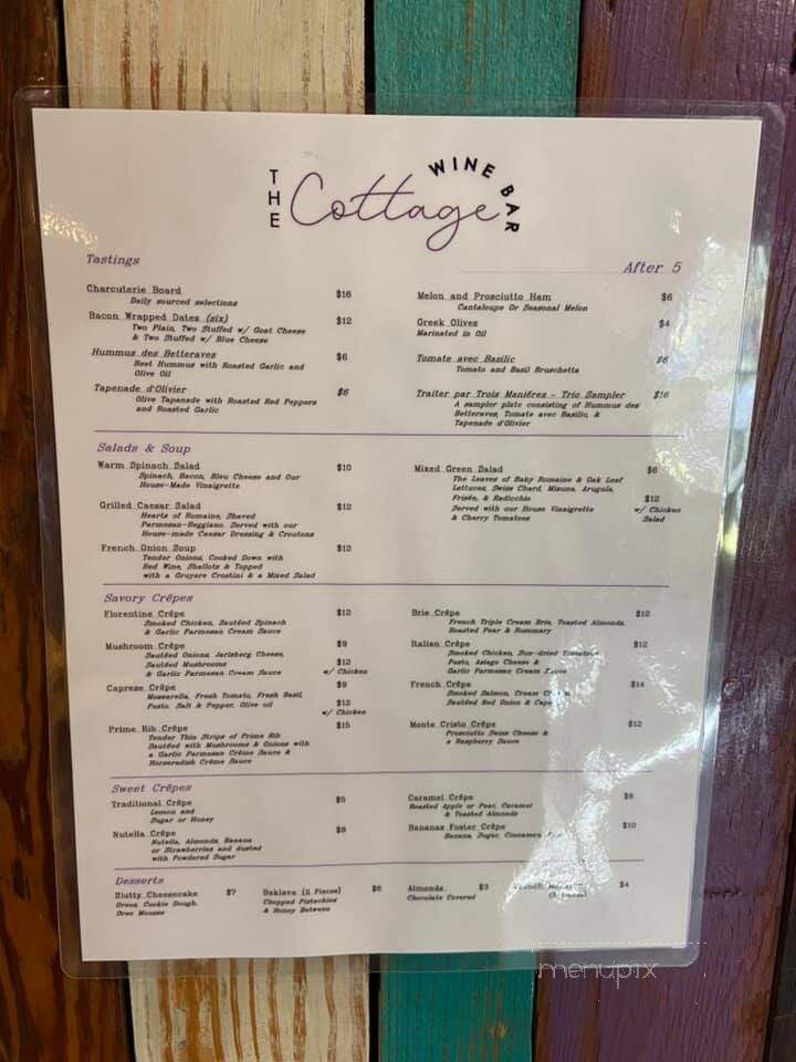 The Cottage Win Bar - Nacogdoches, TX menu_pic