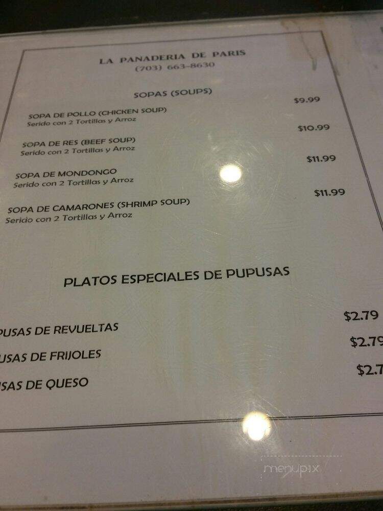 La Panaderia de Paris - Falls Church, VA menu_pic