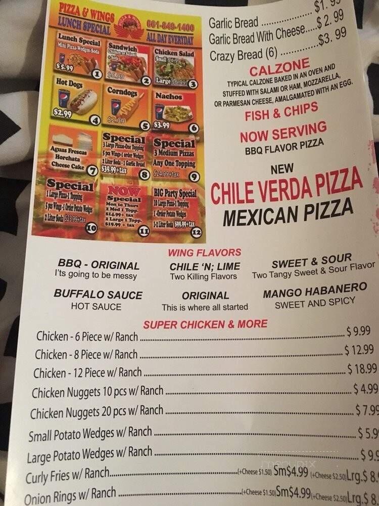 Pizza and Wings - Earlimart, CA menu_pic