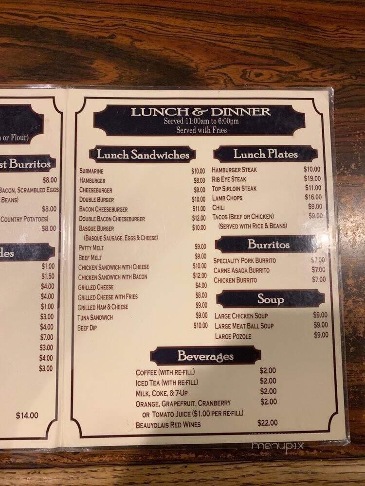 Taylor's Cafe - Chino, CA menu_pic