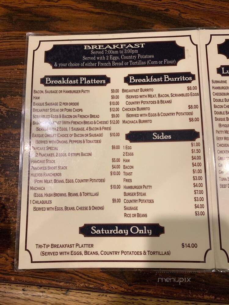Taylor's Cafe - Chino, CA menu_pic