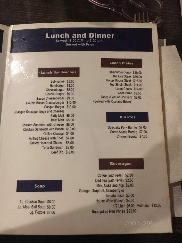 Taylor's Cafe - Chino, CA menu_pic