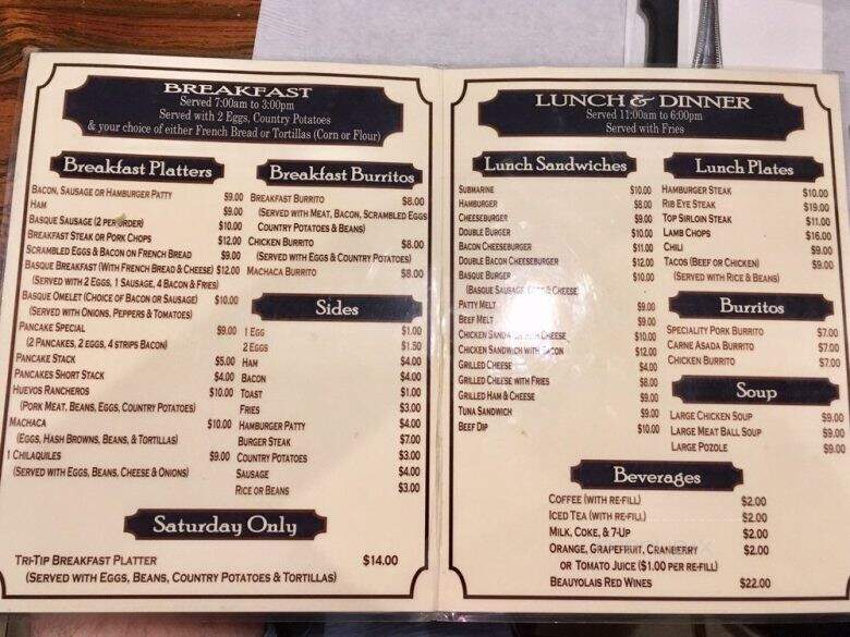 Taylor's Cafe - Chino, CA menu_pic