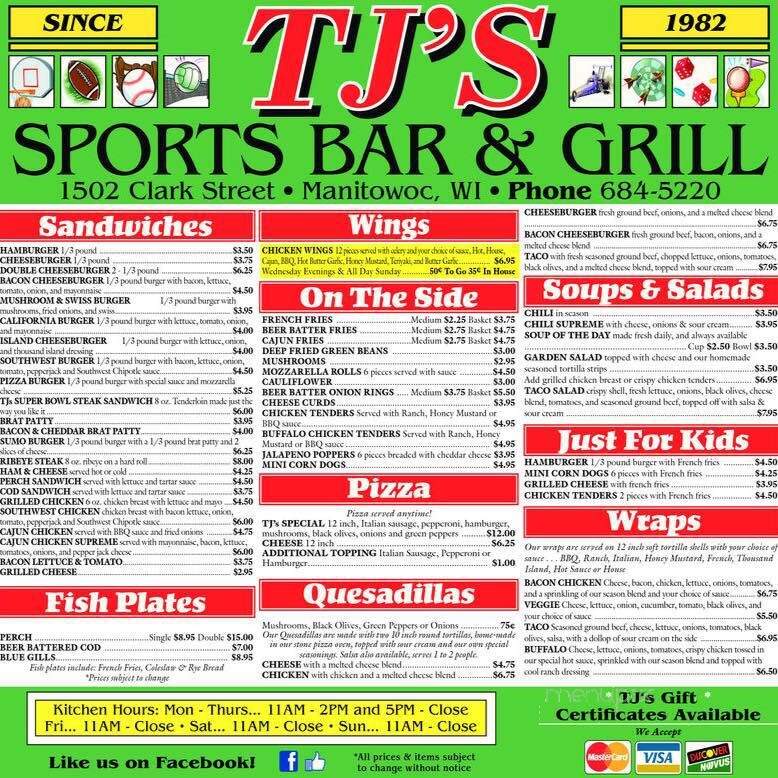 T J's Sports Bar & Grill - Manitowoc, WI menu_pic