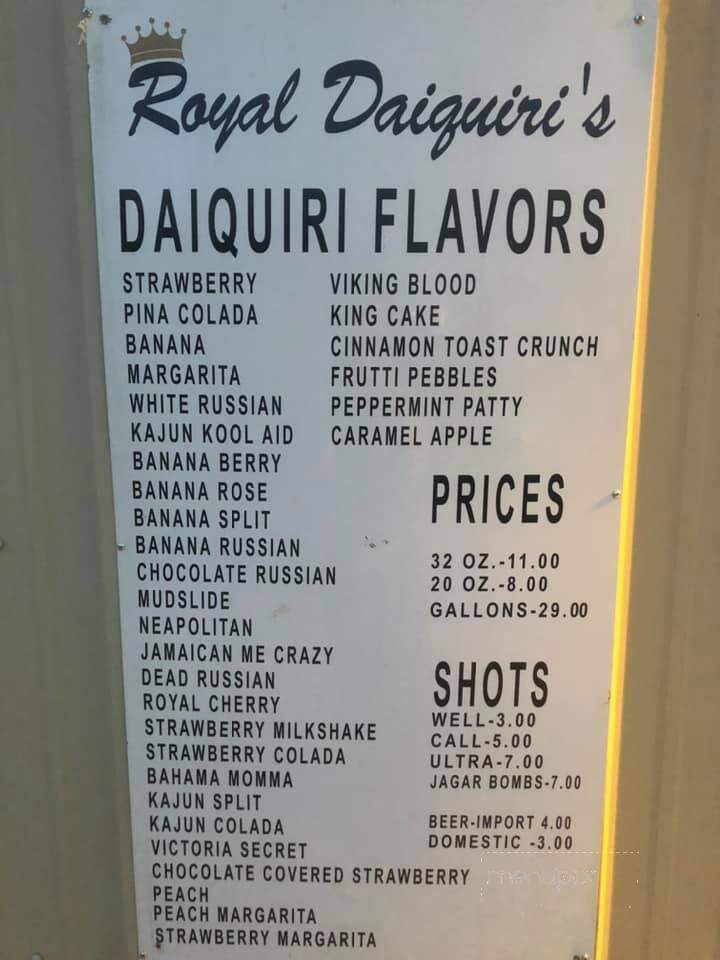 Royal Daiquiris - Larose, LA menu_pic