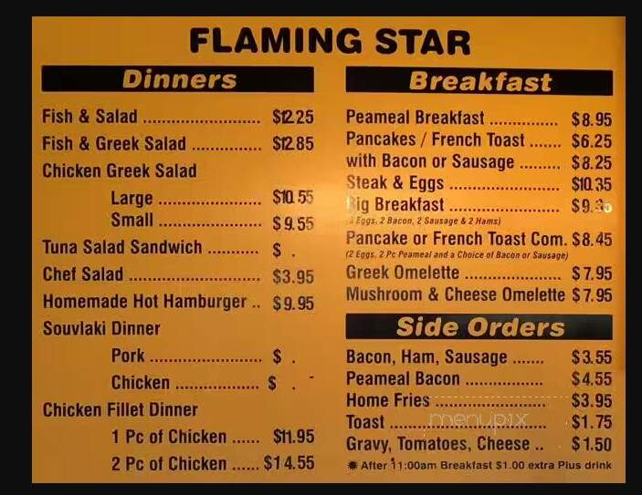 Flaming Star Restaurant - North York, ON menu_pic