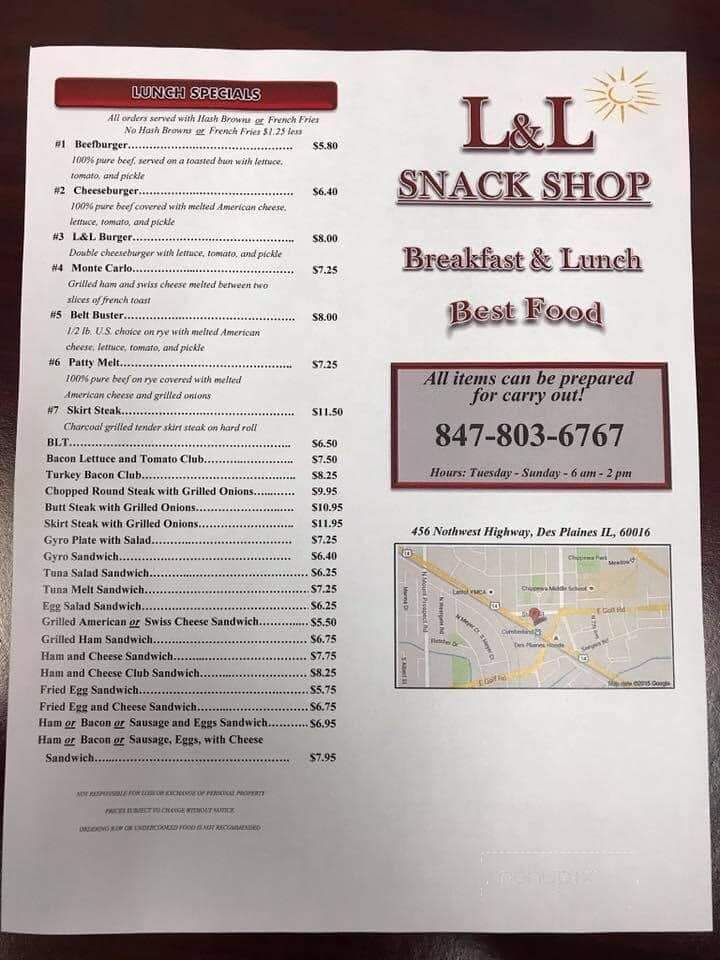 L & L Snack Shop - Des Plaines, IL menu_pic