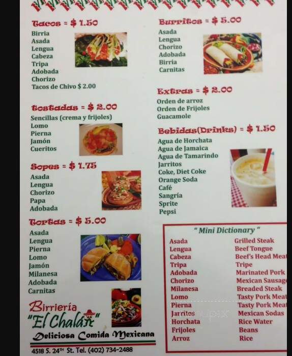 Birrieria El Chalan - Omaha, NE menu_pic