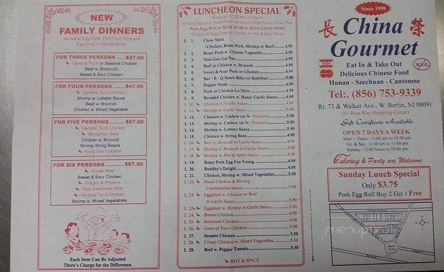 China Gourmet - West Berlin, NJ menu_pic