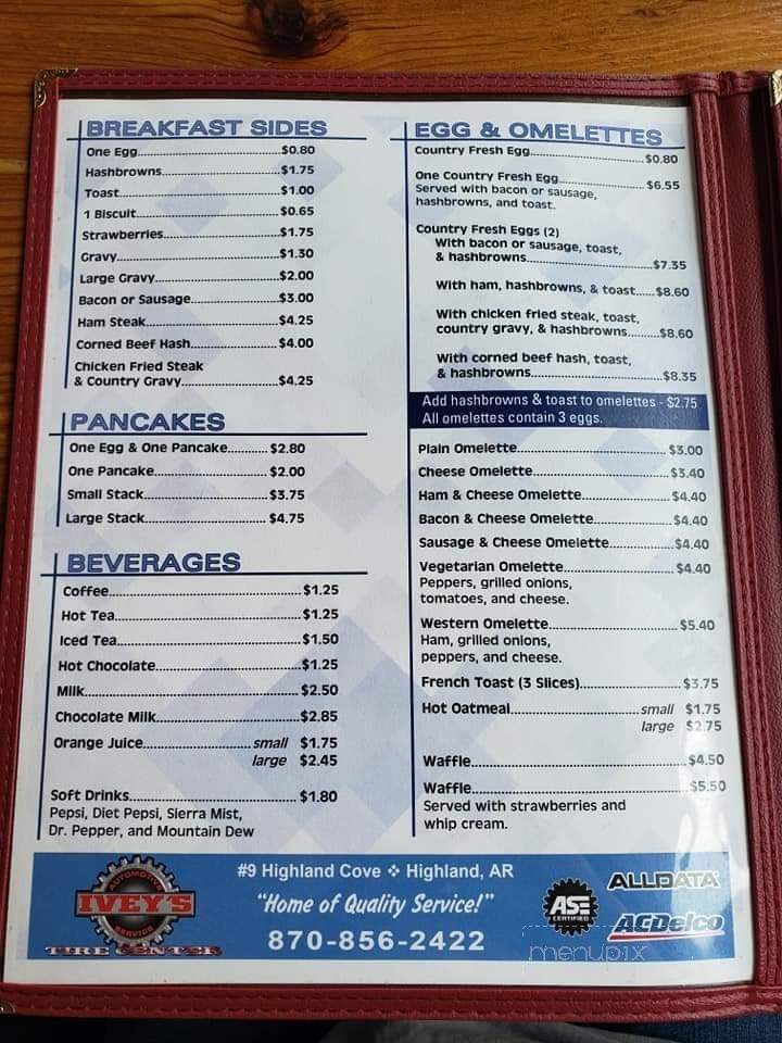 Corner Booth - Hardy, AR menu_pic