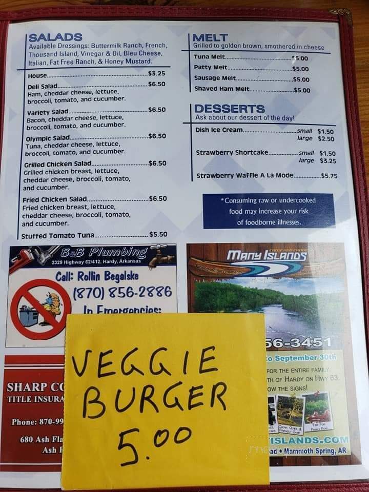 Corner Booth - Hardy, AR menu_pic