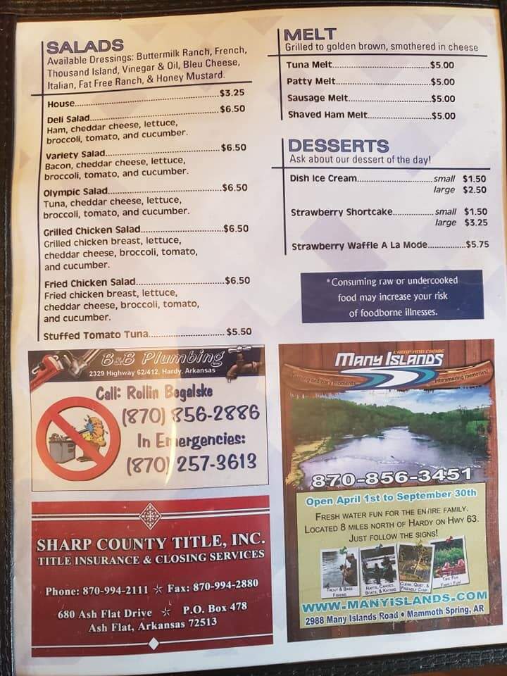 Corner Booth - Hardy, AR menu_pic