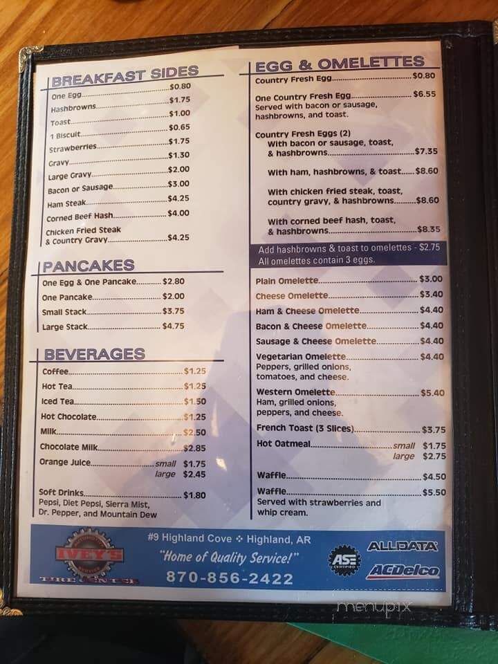 Corner Booth - Hardy, AR menu_pic