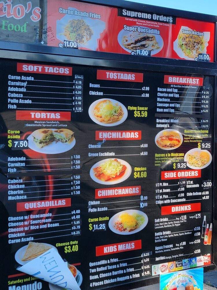 Antonio's Mexican Food - Escondido, CA menu_pic