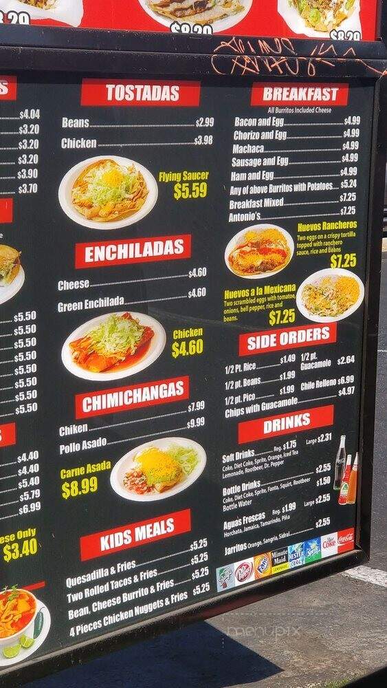 Antonio's Mexican Food - Escondido, CA menu_pic