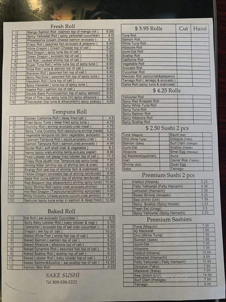 Sake Sushi - Walnut, CA menu_pic