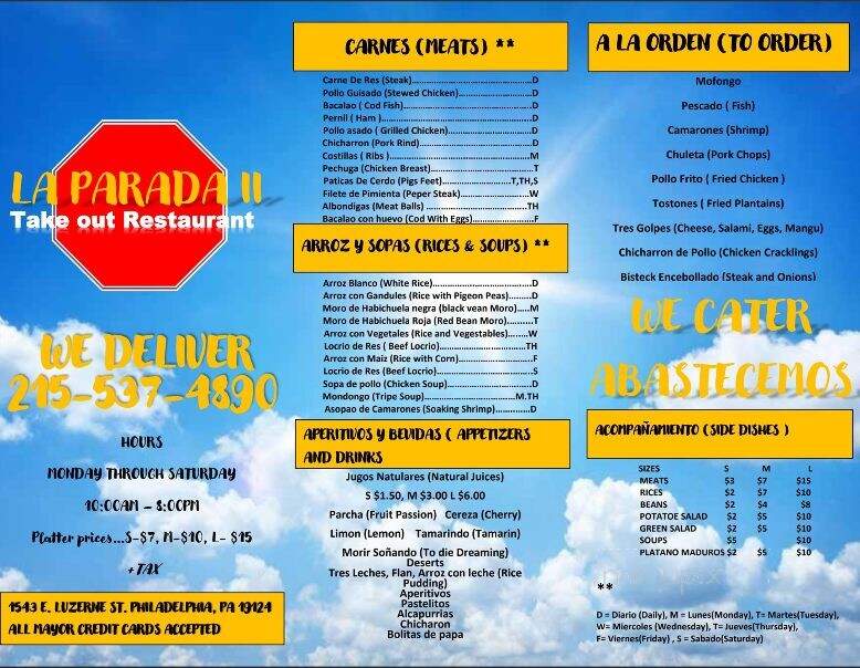 La Parada 2 - Philadelphia, PA menu_pic